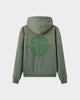 Acid Wash Applique Zip Up Hoodie
