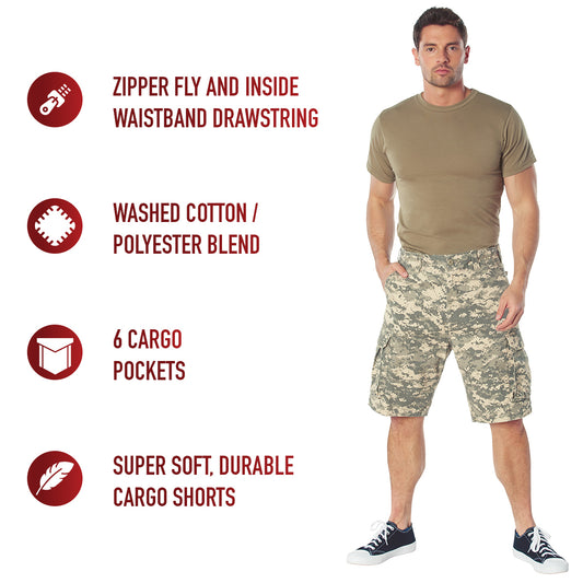 Rothco Vintage ACU Digital Camo Paratrooper Cargo Shorts