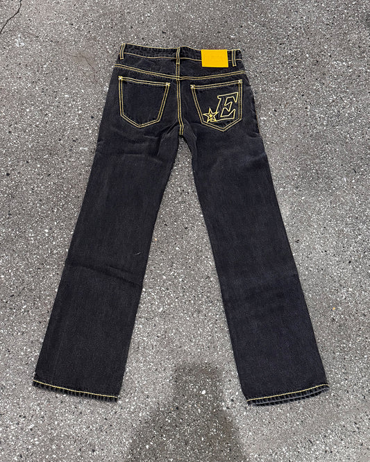 Black and Yellow Big E Green Jeans